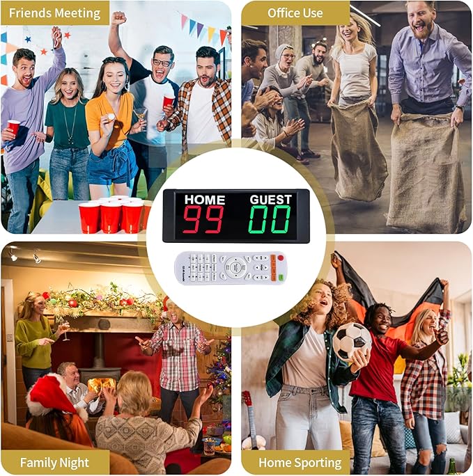 YZ Magnetic Battery Powered Cornhole Scoreboard,Portable Digital Scoreboard with Remote,Ping Pong Score Keeper with Buzzer,LED Electronic Scoreboard for Basketball/Baseball/Volleyball/Billiard Games