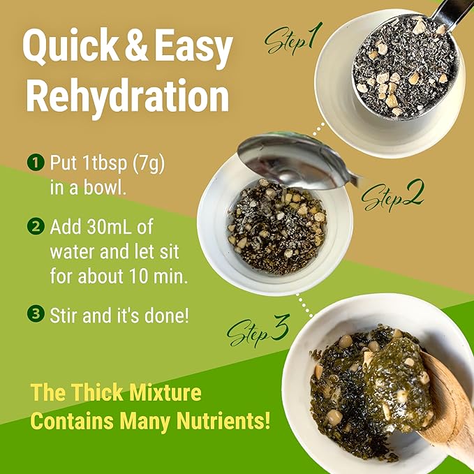 YAMASAN KYOTO UJI Japanese Natto and Kombu Mix, Tasty and Healthy, Freeze-Dried Natto and Dried Kelp, 2 Superfoods in 1, Quick and Easy Rehydration, Vegan, Non-GMO, All-Natural, Made in Japan, 1.5oz(45g)