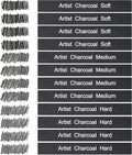 12 Pack Compressed Charcoal Sticks, Vine Charcoal Stick for Drawing, Sketching, Shading, Art Supplies Sketch Kits Tools Soft, Medium and Hard Grade