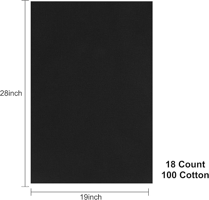 Aida Cloth 18 Count Cross Stitch Fabric,19×28inch (18CT, Black)