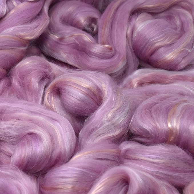 Merino Silk Luxe Tonal Designer Blend. Superfine Merino, Mulberry Silk, Tussah Silk. Top Roving for Spinning or Felting. Pastel Passion 1oz