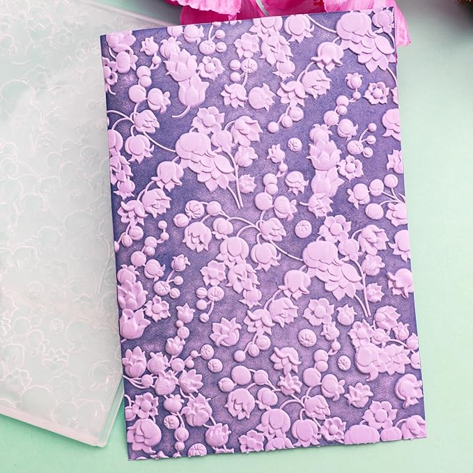 BAOFALI 3D Embossing Folder for Card Making,Beautiful Flower Plastic Texture Fades Embossing Folder Template for Scrapbooking Cardstock Album DIY Decoration Paper Crafting 6.3x4.5inch