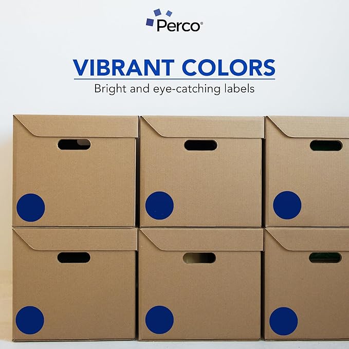 Perco Dark Blue 3-Inch Round Circle Dot Sticker Labels - Multi-Roll Pack (3 Rolls, 500 Labels Each) - Permanent Adhesive, Vibrant Colors, Strong Hold - Perforated for Easy Use - Made in USA