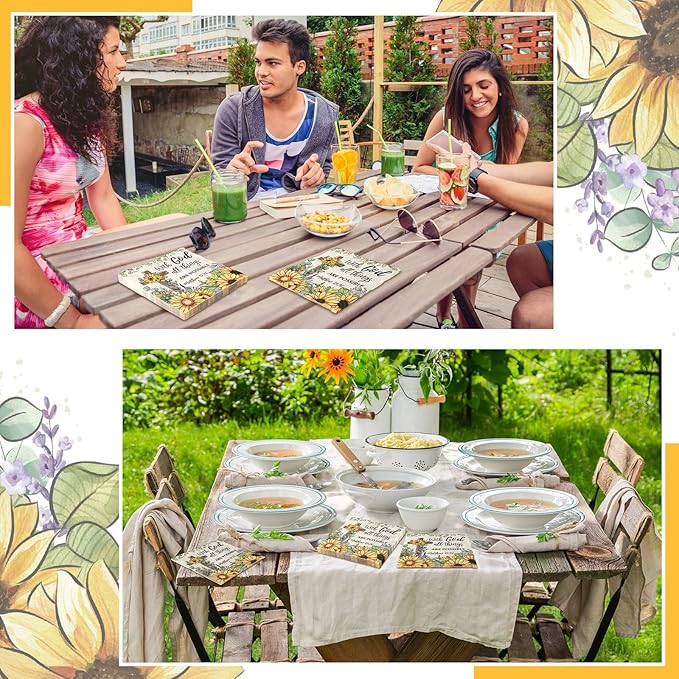 60 Pcs Sunflower Christian Cocktail Paper Napkins 6.5 x 6.5 Inches Disposable Paper Napkins Dessert Beverage Tissue for Decoupage Luncheon Tissue for Theme Party Wedding Birthday Party