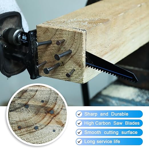 1 Pack 12 inch Reciprocating Saw Blades Set，6 TPI High Carbon Saw Blades for Wood with Nails ，Saw Blades with Organizer Case (1, 6T/12inch)