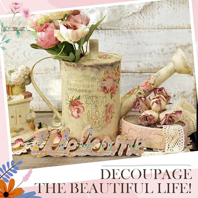 Crtiin 20 Pack Assorted Floral Napkins for Decoupage Toilet Napkins Flower Cocktail Decorative Paper for Birthday Party Beautiful Gorgeous, 20 Styles Each 6.5 inches(Style 8)