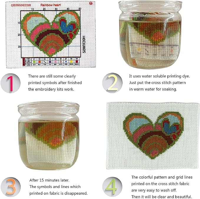Dimensean Stamped Cross Stitch Kits Full Range of Embroidery Patterns Starter Kits for Beginners Adult or Kids DIY Cross Stitches Needlepoint Kits 11CT-Cat Flowers on The Table 18x18 inch