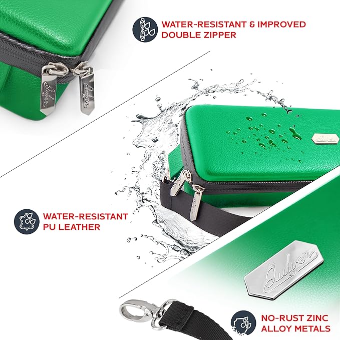 Quiver Time Green Bolt Card Carrying Case fits Pokemon Cards and other TCG Games - Storage Bag for Playing/Trading Cards and Deck Box (Straps, Dividers & 100 Apollo Card Sleeves)