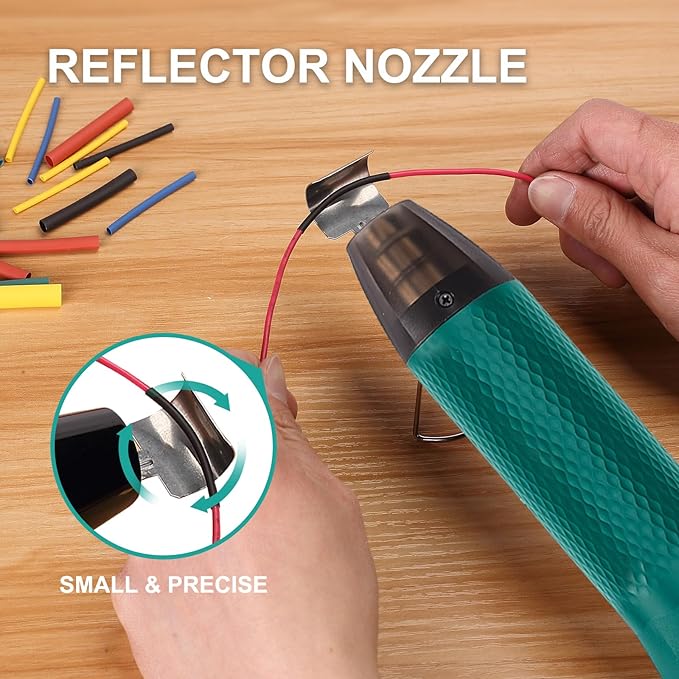 Heat Gun 350W with Dual Temp 392°F & 662°F and 2 Nozzles, Fast Heat Hot Air Gun with Overload Protection, 6.56Ft Long Cable for Crafting, Shrink Tubing, Vinyl Wrap, Epoxy