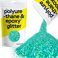 Hemway Polyurethane & Epoxy Resin Glitter 100g / 3.5oz Metallic Crystal Flake Additive for Flooring Jewelry Tumblers Glass Pigment - Chunky (1/40" 0.025" 0.6mm) - Turquoise Blue Holographic