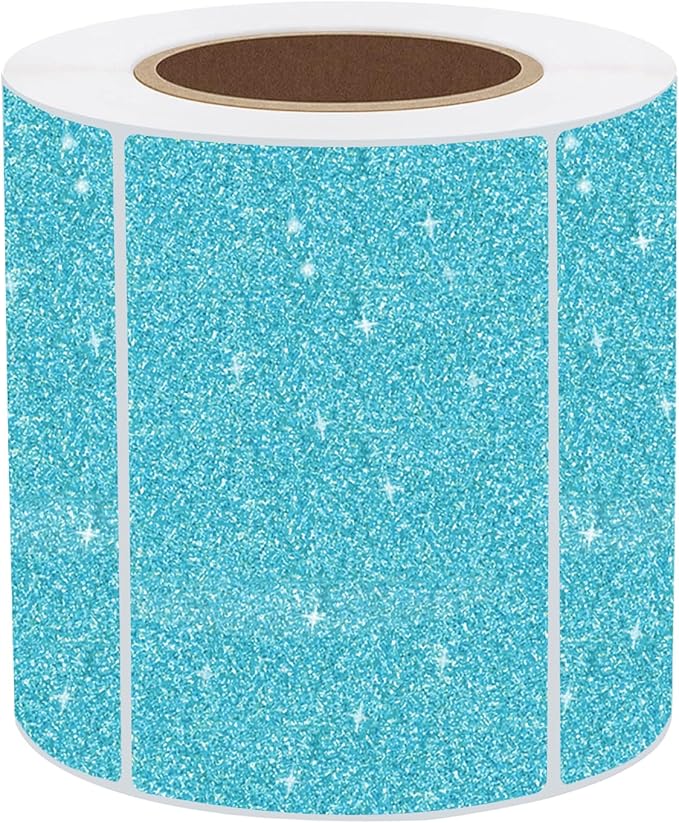 3x2 Inch Holographic Thermal Labels, Glitter Blue Thermal Sticker Labels, Waterproof Thermal Printer Stickers for Price, Barcode, Name, Custom Logo Design, 200 Pcs/Roll