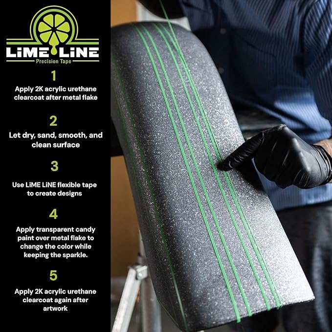 LiME LiNE Sprayable Metal Flake Paint Additive: Solvent Resistant Glitter for Automotive Custom Painting (Silver)