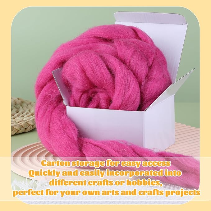 3.53oz Wool Roving Yarn, Wool Felting Supplies, Pure Wool, Chunky Yarn, Spinning Wool Roving for Needle Felting Wet Felt DIY Hand Spinning (Grape Purple)