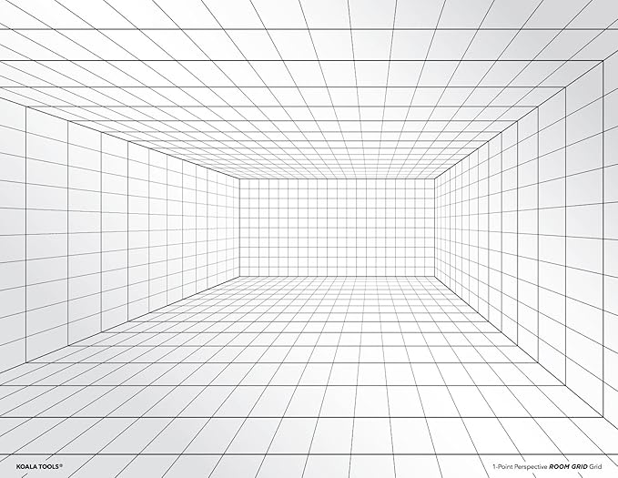Koala Tools | Perspective Grid Transparency Sheets (Variety Pack of 4) - 8.5" x 11" | Overhead Projector and Light Box Transparencies - Tracing Film for Sketching & Drawing
