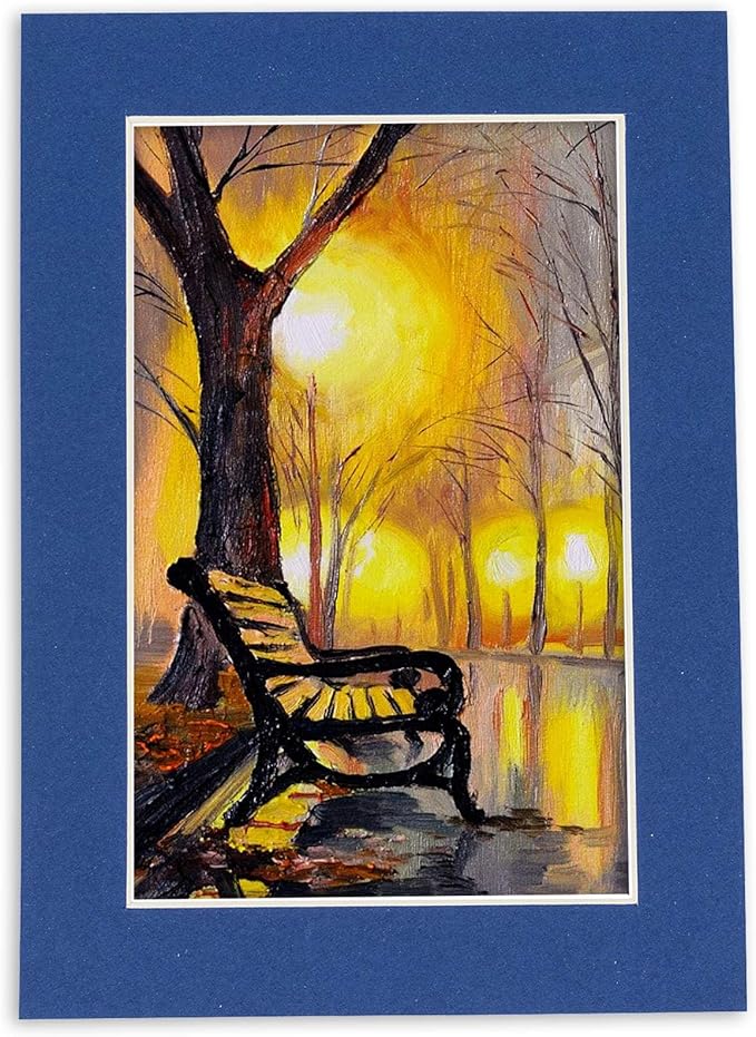 Pack of 25 Acid Free 8.5x11 Mats Bevel Cut for 7x9 Photos - Bottle Blue Precut Matboards For Pictures, Photos, Framing - 4-ply Thickness