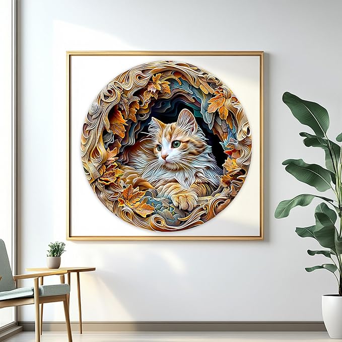 masseruon Puzzles for Adults 1000 Pieces-Cat Puzzle-26.6 * 26.6in Round Jigsaw Puzzels with HD Matte Finish-Hard Difficult Puzzel for Adult-Challenging Gift for Puzzel Lovers Home Decor