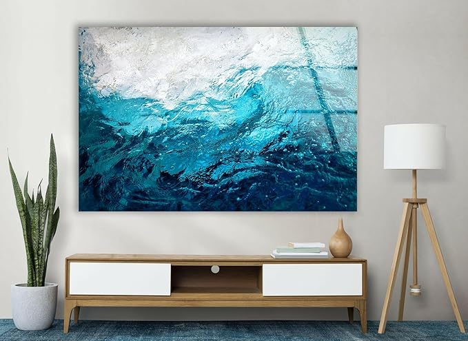 My Photostation.com Round 31,5'' Blue Waves Abstract Glass Wall ArtTempered Glass Printing Wall Decor Large Wall Art Wall Hangings