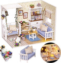 DIY Miniature House Kit – Mini Doll House Model Tiny Home Build Dollhouse Diorama Craft Kit with LED Dust Cover for Beginners Christmas Halloween Holiday Birthday Gift for Adult(Cat Room)