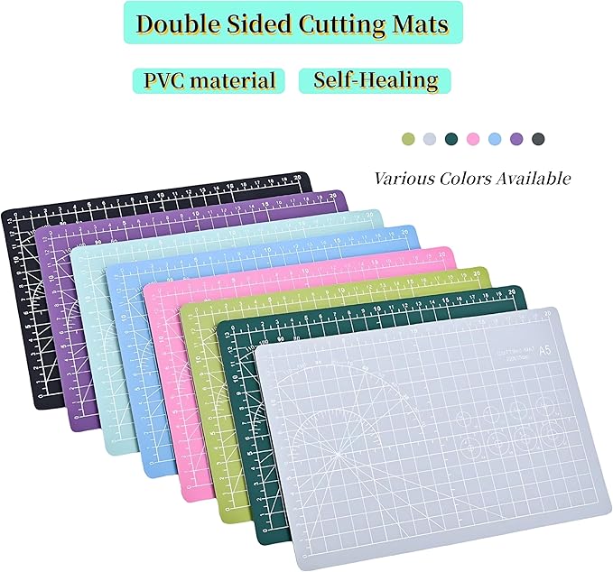 A5 Self-Healing Cutting Mat, Small Cutting Mat, Professional Double Sided Durable Cuttings Mats, Great for Hop Scrapbooking, Quilting, Fabric, Sewing Craft Projects (Black, A5)