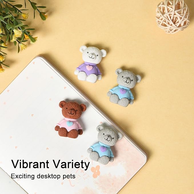 HILAZA 18Pcs Pencil Top Erasers for Kids, 3D Cute Bear Pencil Toppers, Bulk Fun Pencil Cap Easters for School Classroom Supplies Prize Gifts Party Favors