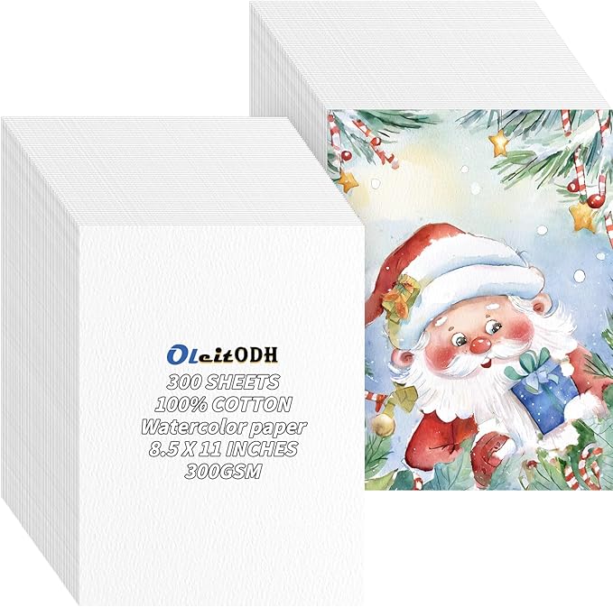 150 Sheets 100% Cotton Watercolor Paper Bulk -140LB/300GSM Art Paper-8.5 x 11 inch Painting & Craft Paper, Finger Paints, Watercolor, Tempera, Drawing, Art Room & Home School Crafts
