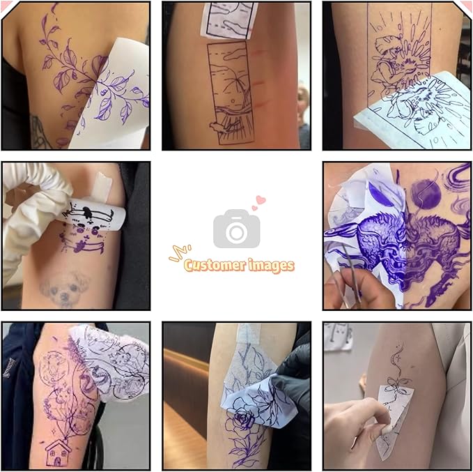 Tattoo Transfer Paper - 100 Sheets A4 Size, Thermal Stencil Paper for Tattoo Transfer Kit - Commercial & Personal Use, DIY Tattoo Tracing Paper Compatible with Printer & Tattoo Supplies