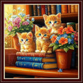 Dimensean Stamped Cross Stitch Kits Full Range of Embroidery Patterns Starter Kits for Beginners Adult or Kids DIY Cross Stitches Needlepoint Kits 11CT-Cat Flowers on The Table 18x18 inch
