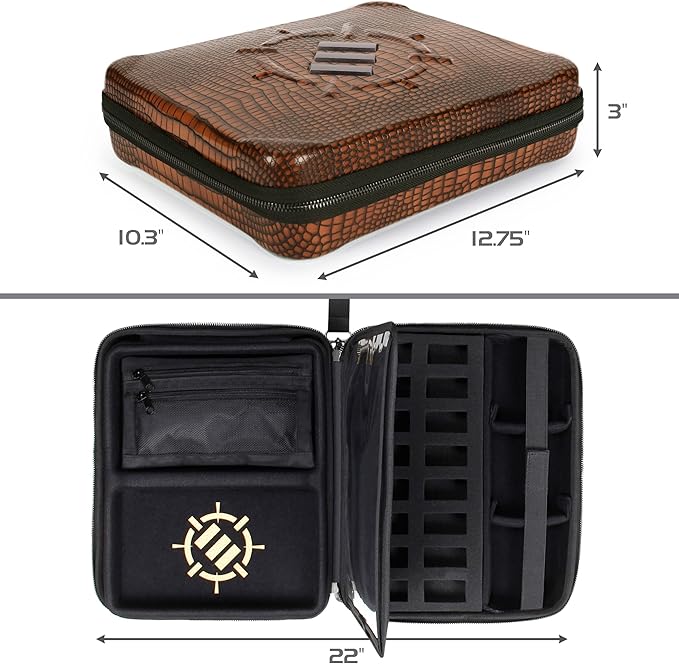 ENHANCE RPG Organizer Case - DnD Binder with Built-in Character Sheet Holder and Erasable Scribe Panel, Dice Rolling Area, Removable Pen Pouch, Miniature Foam Tray, Wrist Strap