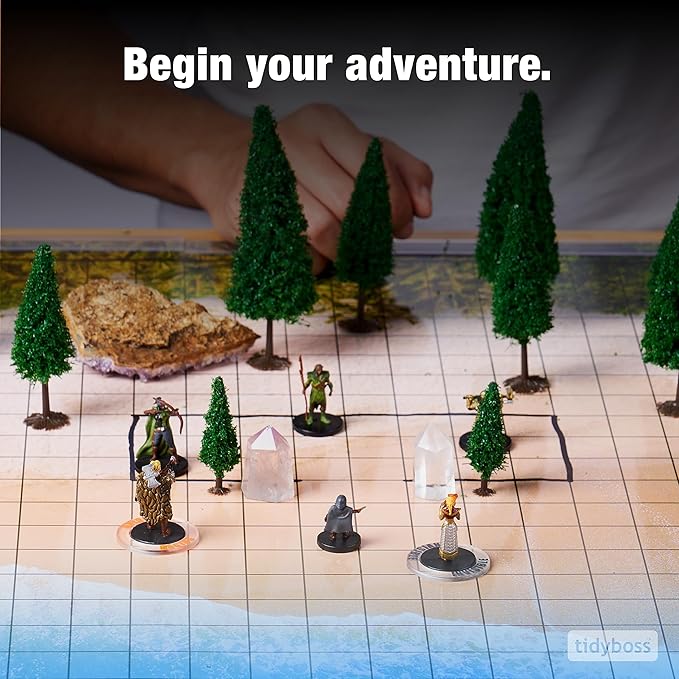 Tidyboss DND Expansion Pack | 3 X Double Sides 24x 36 Game Grid Mat | 6 Terrains with Lava, Sea, Forest, Cave, Swamp and Desert | Includes 2 x Dry Erase Markers, Eraser and Clips