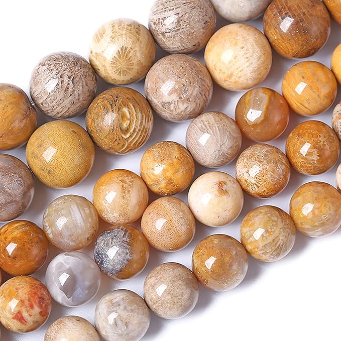 10MM Coral Jade Stone Beads Chrysanthemum Gemstone Round Crystal Energy Jade Beads for Jewelry and Bracelets Making 72pcs 2 Strands 32"