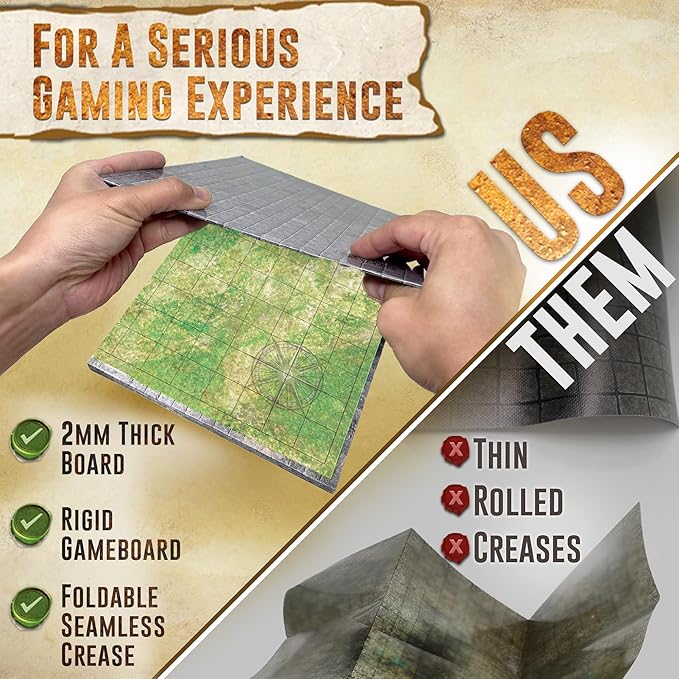 Melee Mats DND Map Starter Kit - 22” x 26" Double Sided, Wet/Dry Erase Battle Terrain Grid - Ultimate Tabletop Board Gaming Experience with Accessories
