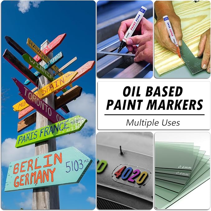 Purple Paint Markers, 12 Pack Oil-Based Waterproof Quick Dry Permanent Paint Pen Set for Rocks Painting, Wood, Fabric, Plastic, Canvas, Glass, Mugs, Metal, Tire, Stone, DIY Craft