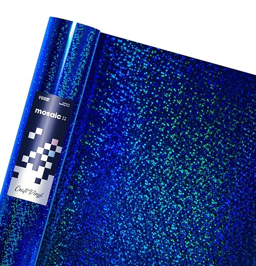 VViViD Mosaic+ Glitter Holographic Crafting Vinyl, 3ft x 1ft, 7 Color Bundle, with Transfer Paper
