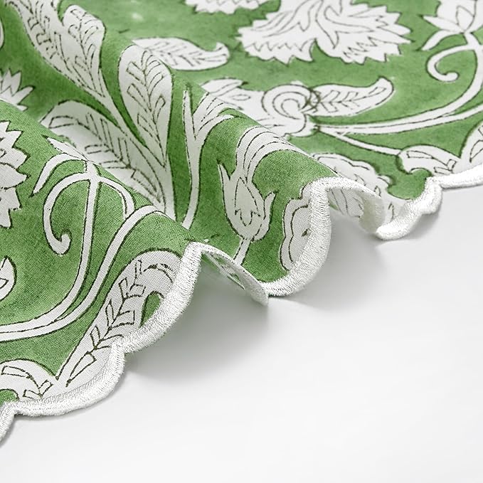 Ridhi Sage Green Hand Block Print Napkins 18" x 18" Set of 4 Reusable Cotton Dinner Napkins for Weddings, Parties & Everyday Dining, Thanksgiving, Christmas, Fall