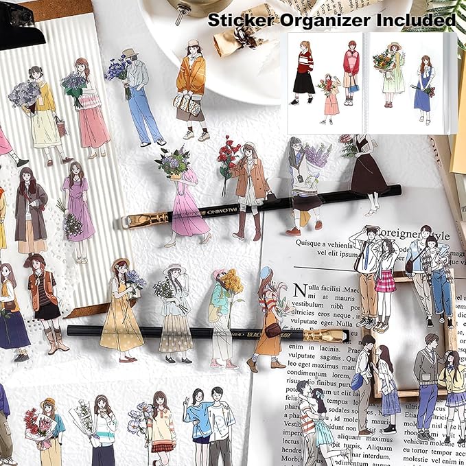 4Pcs PET Girl Sticker Books, Pre-Cut Fashion Designs for Scrapbooking, DIY Crafts, Waterproof Journaling Supplies, Junk Journal Ephemera, Includes Organizer