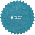 Sky Blue Glitter HTV Heat Transfer Vinyl Bundle 8 sheets-12 x12 Iron on Vinyl for T Shirts Hats Clothing Compatible with Cricut Cameo Heat Press Machine