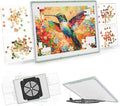 1000 Pieces Puzzle Board 3-in-1 Double-Sided & Rotating & Tilting, Plastic Puzzle Table with Sorting Boxes and PVC Cover, Portable Lazy Susan Jigsaw Puzzle Board for Adults, Gray Green