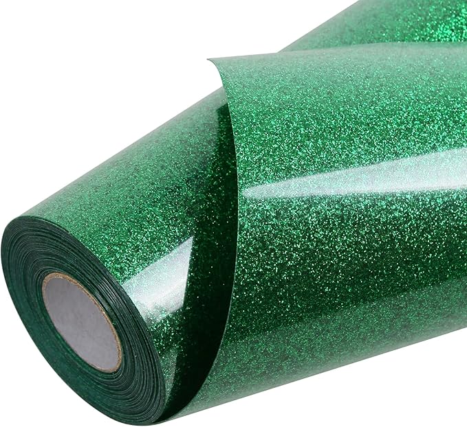 TORC Green Glitter HTV Heat Transfer Vinyl Roll 12 inch x 20 ft Iron on Vinyl for T Shirts Crafts Bulk St. Patrick's Day Decor