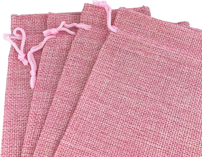 Palmhomee Pack of 12 Burlap Gift Bags with Drawstring Linen Jewelry Pouches Wedding Hessian Jute Bags for Birthday Jewelry and Treat Pouches Party Wedding Favors Gift Art and DIY Craft (8x12 Inch, Pink)