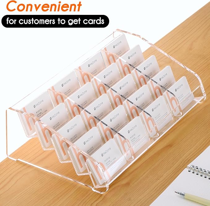 Business Card Holder for Desk,Multiple Card Organizer,Acrylic Business Card Stand Display Holder,Office Desk Accessories for Man and Woman,Organize 1000 Cards-Clear(20 Slots 4 Tier-H)