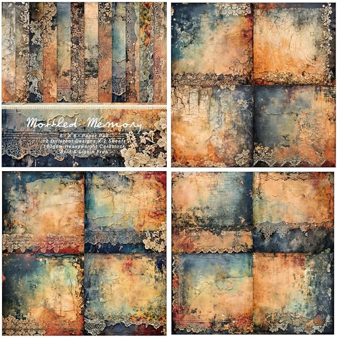 24 Sheets Decorative Scrapbooking Paper Pad 6x6 Craft Paper Single-Side Card Making Supplies for Junk Journal, Origami, Holiday Journaling