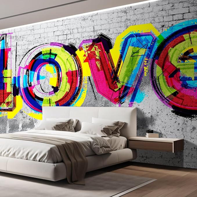 wall26 Wall Sticker/Wall Mural Colorful Graffiti, Not Peel and Stick, Non-Woven Wallpaper Decorative for Bedroom, Living Room,Office - 120x192 inches