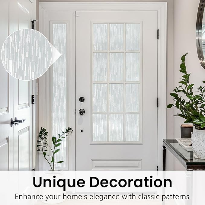 Haton Window Privacy Film, Frosted Glass Static Cling Sun Heat Blocking Window Clings, Frosting Opaque Coverings Stickers Tint for Home Office Door, Non Adhesive, White 29.5" x 78.7"