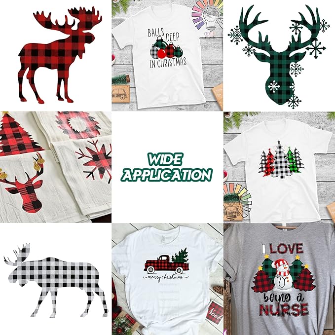 TORC Black White Buffalo Plaid HTV Vinyl 12 inch x 10 ft, Check Heat Transfer Vinyl Iron on Transfers