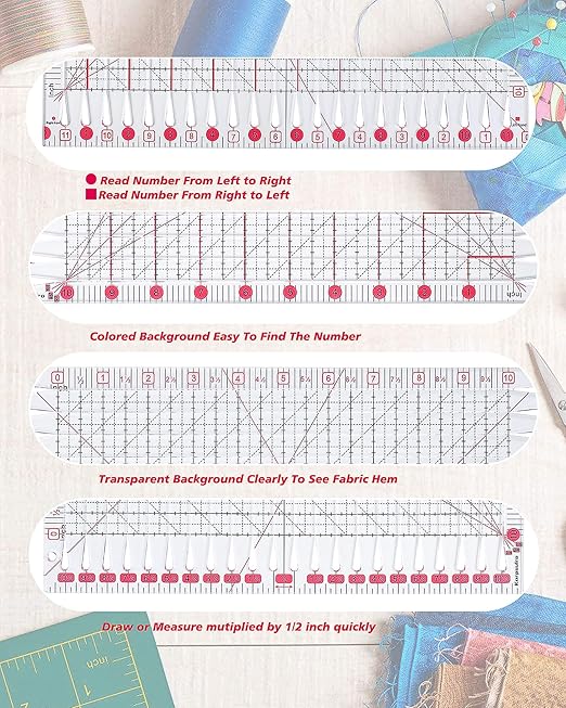 Quilting Ruler for Precise Fabric Cutting 11.5" x 10.5" Quilt Rulers Quilting Sewing Tools Slotted Rulers for Accurate Measurements and Easy Cutting Fabrics Pink