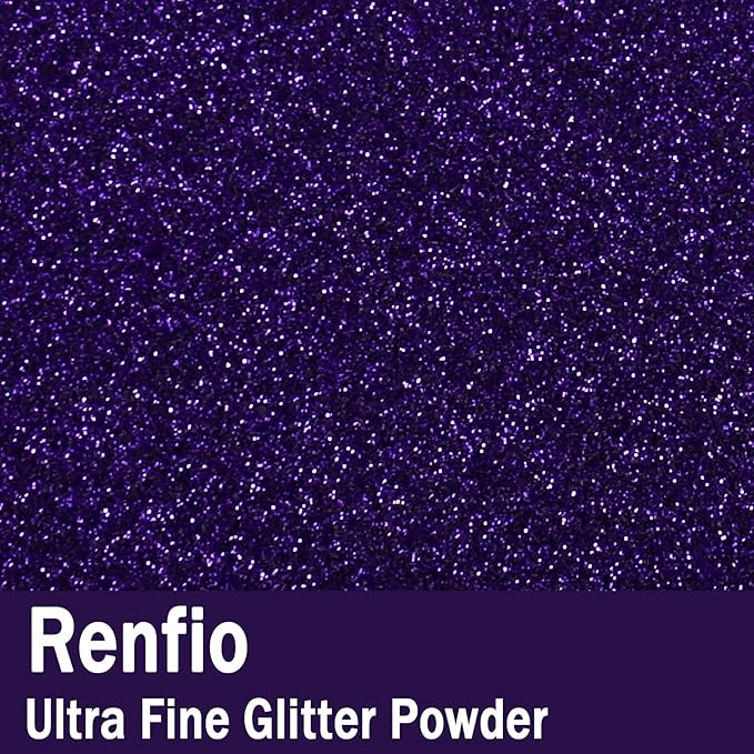 Renfio Ultra Fine Glitter Powder Metallic Resin Glitter 2.11 Oz (60g) PET Flakes Crafts Sequins 1/128" 0.008" 0.2mm Epoxy Chips Flakes for Tumblers Slime Roses Decoration - Eggplant Purple