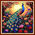 Foxhool Beginners Cross Stitch Kits Stamped Full Range of Embroidery Kits for Adults DIY Cross Stitches kit Embroidery Patterns for Needlepoint kit-Peacock Flower 18x18 inch