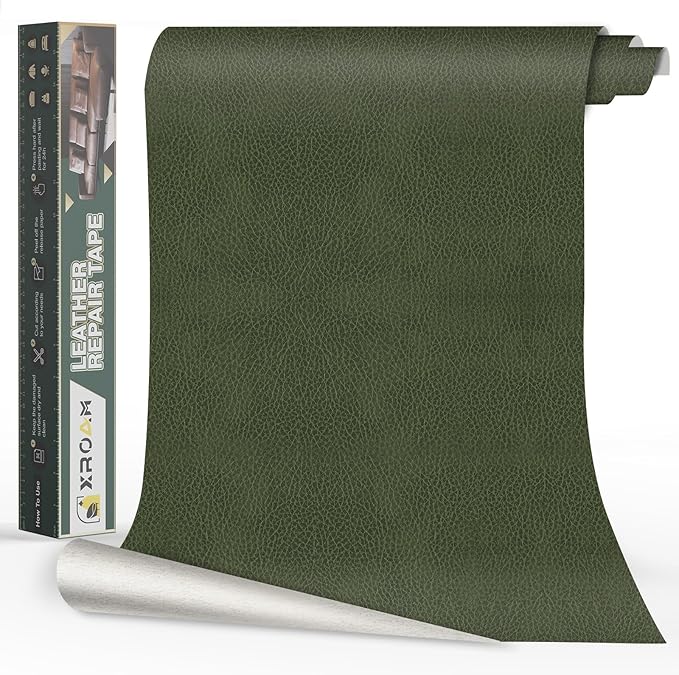 Leather Repair Tape, 16x79 inch Leather Patches for Furniture, Self Adhesive Leather Repair Patch for Sofas, Couches, Leather Covers, Seats, Chairs, Vinyl Repair Tape Retro Green