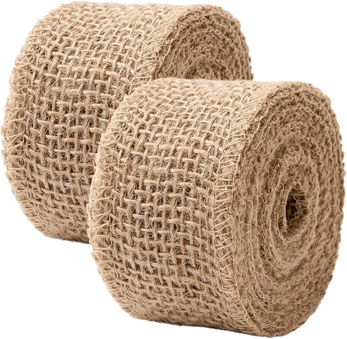 Burlap Fabric Roll - 10 Yards Natural Jute Fabric Ribbon for DIY Gift Wrapping Craft Projects Wedding Christmas Home Decoration (5 cm, 2 in)