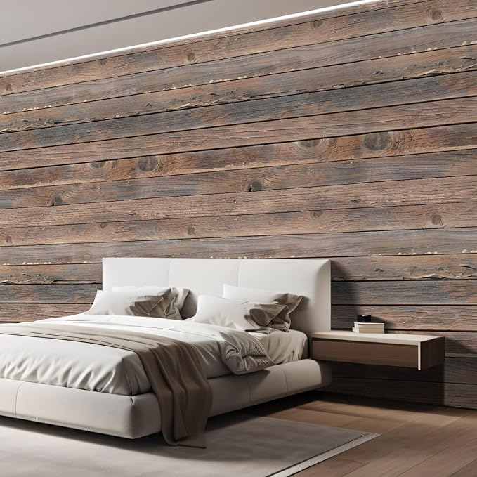 wall26 Horizontal Brown Vintage and Retro Wood Textured Paneling, Wall Mural, Removable Wallpaper, Home Decor - 108x168 inches